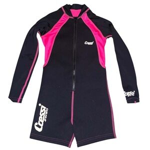 Cressi Kids Thermal Swimsuit L Pink Black Long Sleeve Shorty Wetsuit UPF 50+‎